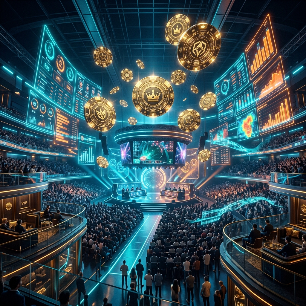 Đấu trường ánh sáng Neon phát sáng điện tử hiển thị màn hình cá cược tỷ lệ kèo Esports hạng nặng