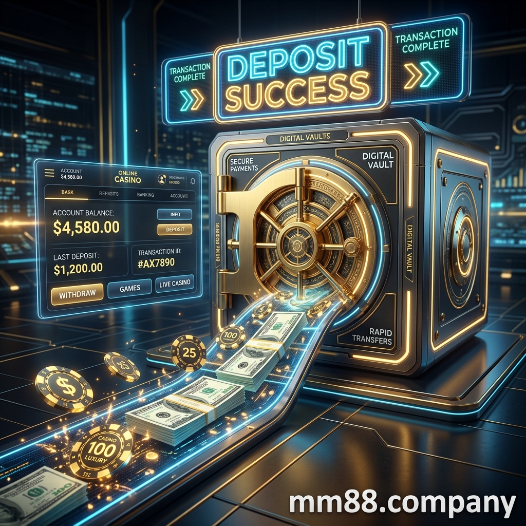 Giao diện hầm tiền bảo mật cao cấp với dòng tiền chảy thẳng vào trò chơi cá cược và nạp tiền mm88