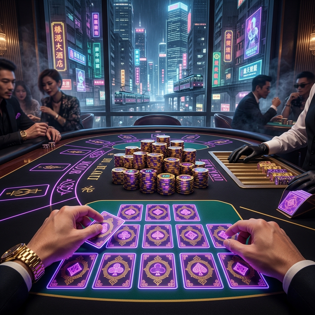 First person view of VIP Asian casino table playing card game mau binh MM88